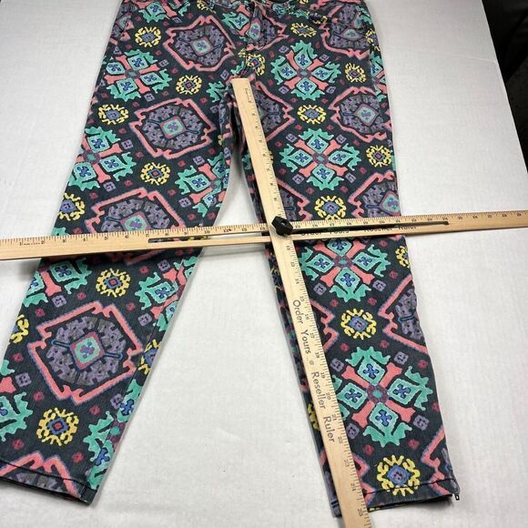 Rachel Roy Womens Cropped Skinny Jeans Retro Printed Zip Ankle Mid Rise Size 32 - Picture 4 of 12